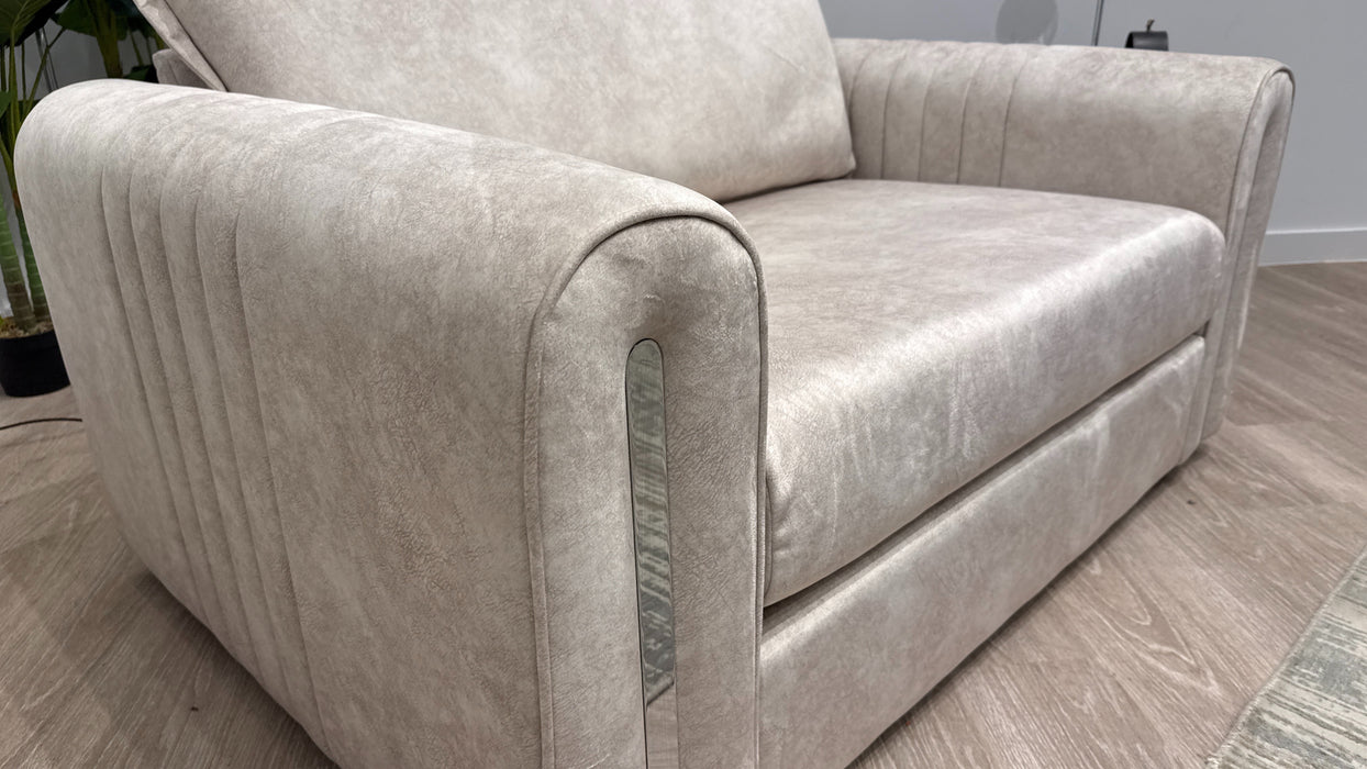 Sofology Savoy Fabric Loveseat Silver Trim in Lifestyle Dapple Fabric Marble Mix