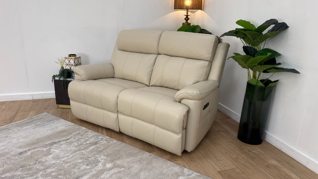 Sofology Gracie Leather 2 Seater Power Recliner in Trusty Sheen Bone China