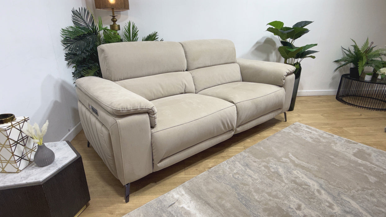 Sofology Fratelli Fabric 2.5 Seater Power Recliner/Headrest in Lifestyle Nubuck Feel Stone