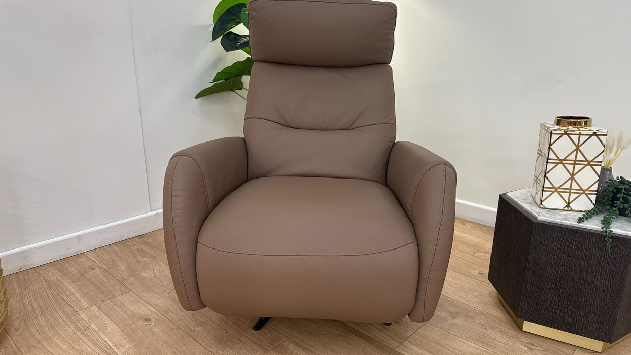 Sofology The Monroe Recliner Chair in Trusty Matt Leather Mushroom
