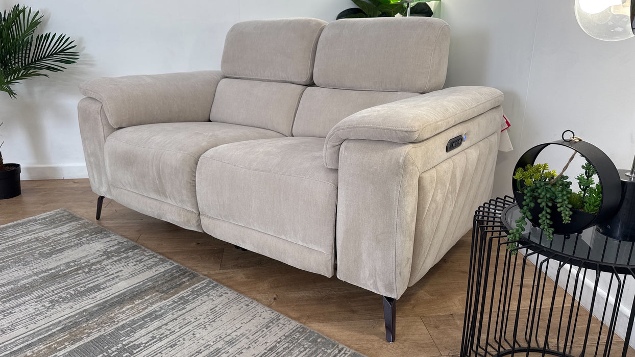 Sofology The Fratelli Fabric 2 Seater Power Recliner/Headrest in Relaxed Chenille Cotton