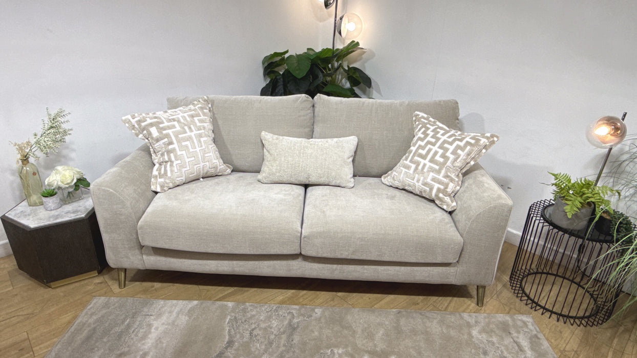 Sofology Mayfair Fabric 3 Seater Foam Seats in Soft Chenille Linen/Pearl Mix