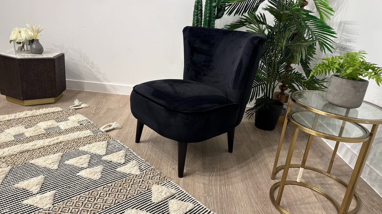 DFS Slipper Fabric Accent Chair in Sensual Velvet Black