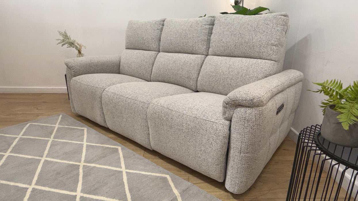 Sofology Ripley Fabric 3 Seater Power Recliner/Headrest Lumbar Support in Woven Textured Monochrome