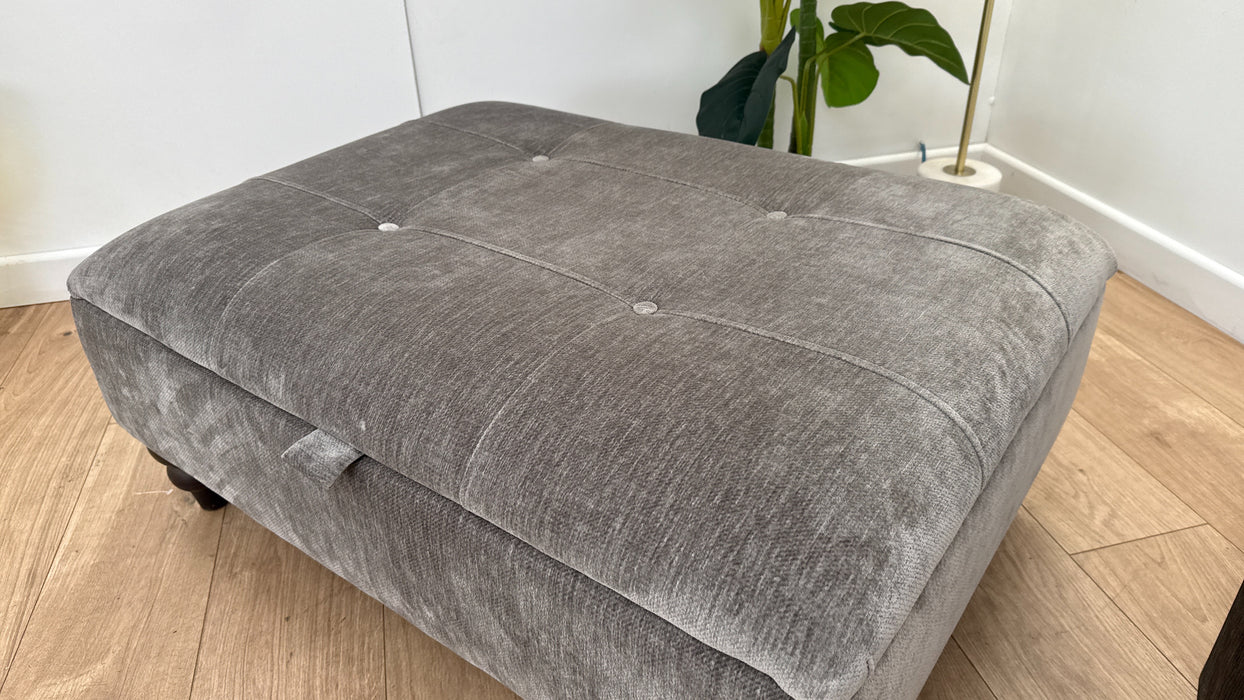 Sofology Highgrove Fabric Storage Footstool in Luxury Deep Pile Chenille Grey