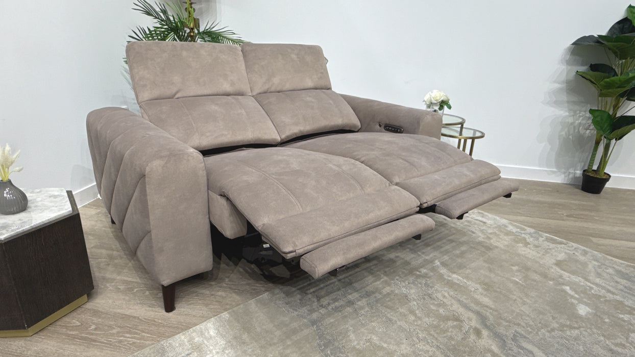 Sofology Allure Fabric 2 Seater Power Recliner/Headrest Heated Seats Lumbar Support in Lifestyle Flecked Fabric Nutmeg