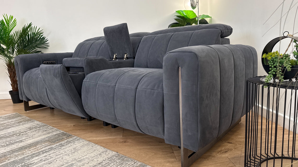 Sofology The Paramount Fabric 2.5 Seater Console Power Recliner/Headrests Speakers in Lifestyle Nubuck Feel Charcoal