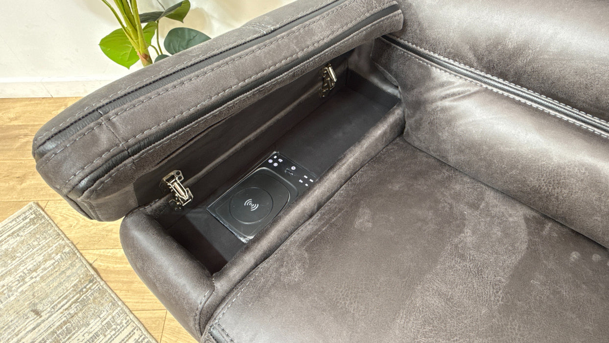 DFS The View Fabric Cinema Power Recliner & Arm Control in Charcoal