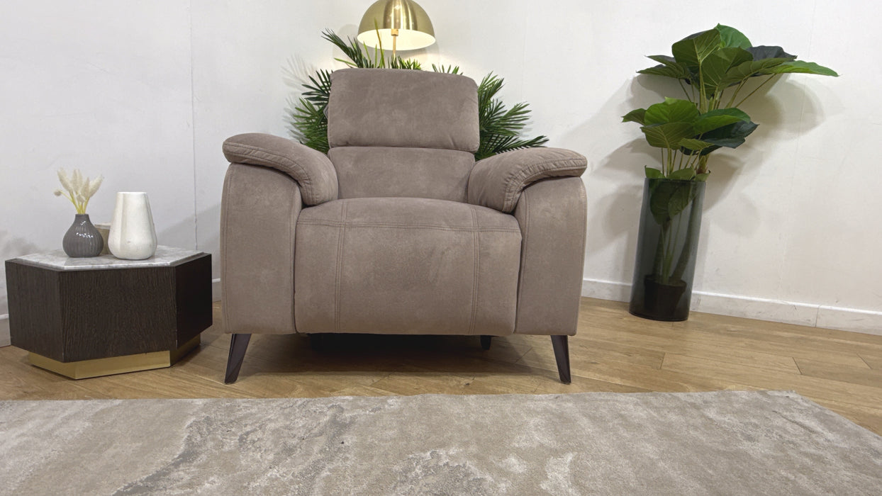 Sofology Bailey Fabric Chair Power Recliner/Headrest in Lifestyle Flecked Nutmeg