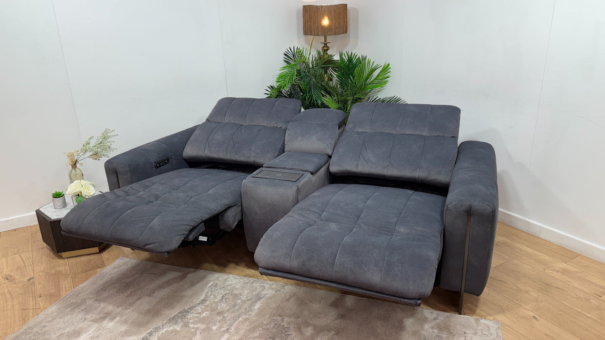 Sofology Paramount Fabric 2.5 Seater Console Power Recliner/Headrest Speakers in Lifestyle Flecked Charcoal