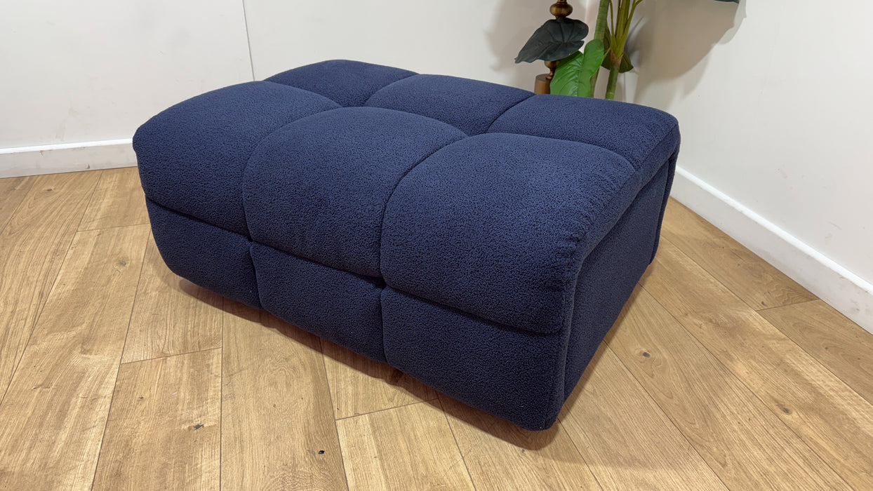 Sofology Lunar Fabric Designer Storage Footstool in Woven Boucle Navy