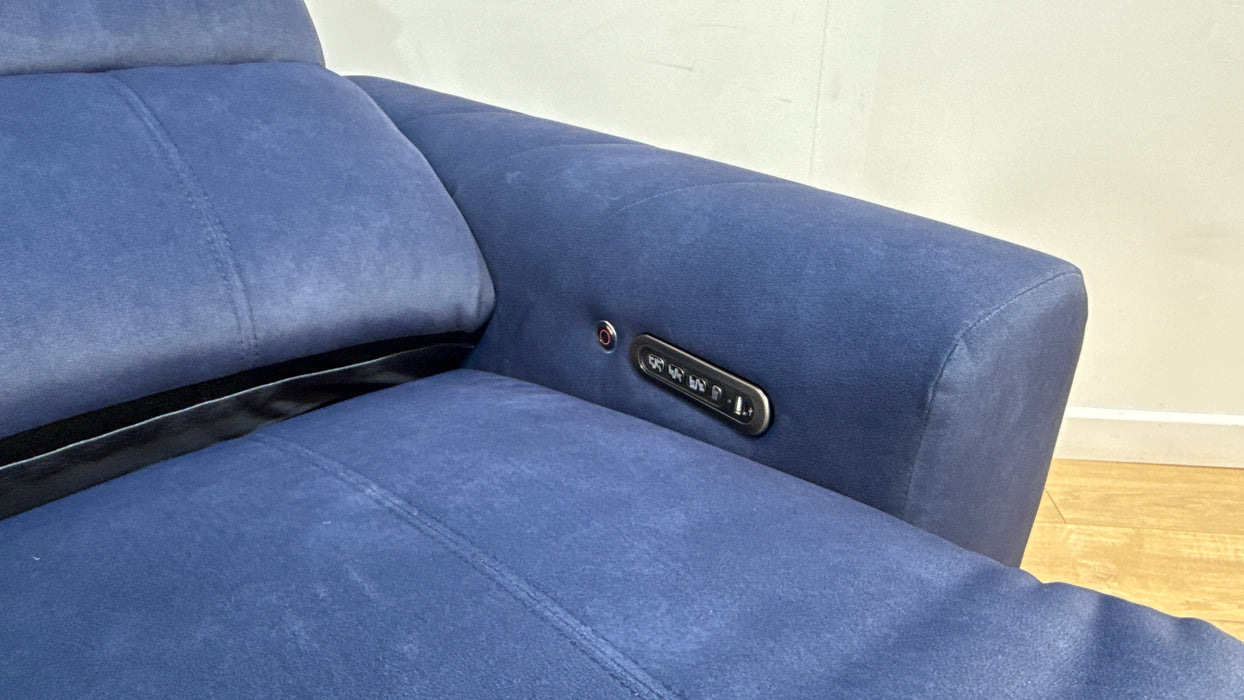 Sofology The Allure Fabric 2.5 Seater Power Recliner/Headrest Heated Seats Lumbar Support in Lifestyle Flecked Navy