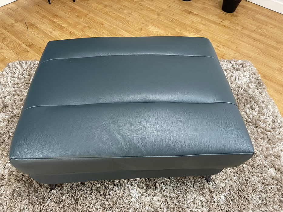 Renato Designer Footstool - Trusty Embossed Leather Peacock (WA2)