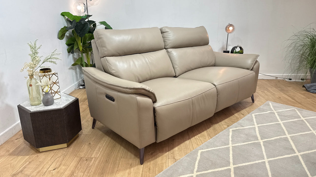 Sofology Arlo Leather 2.5 Seater Power Recliner in Trusty Embossed Stone