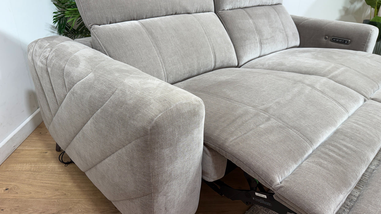 Sofology Allure Fabric 2.5 Seater Power Recliner/Headrest Heated Seats Lumbar Support in Relaxed Chenille Nutmeg