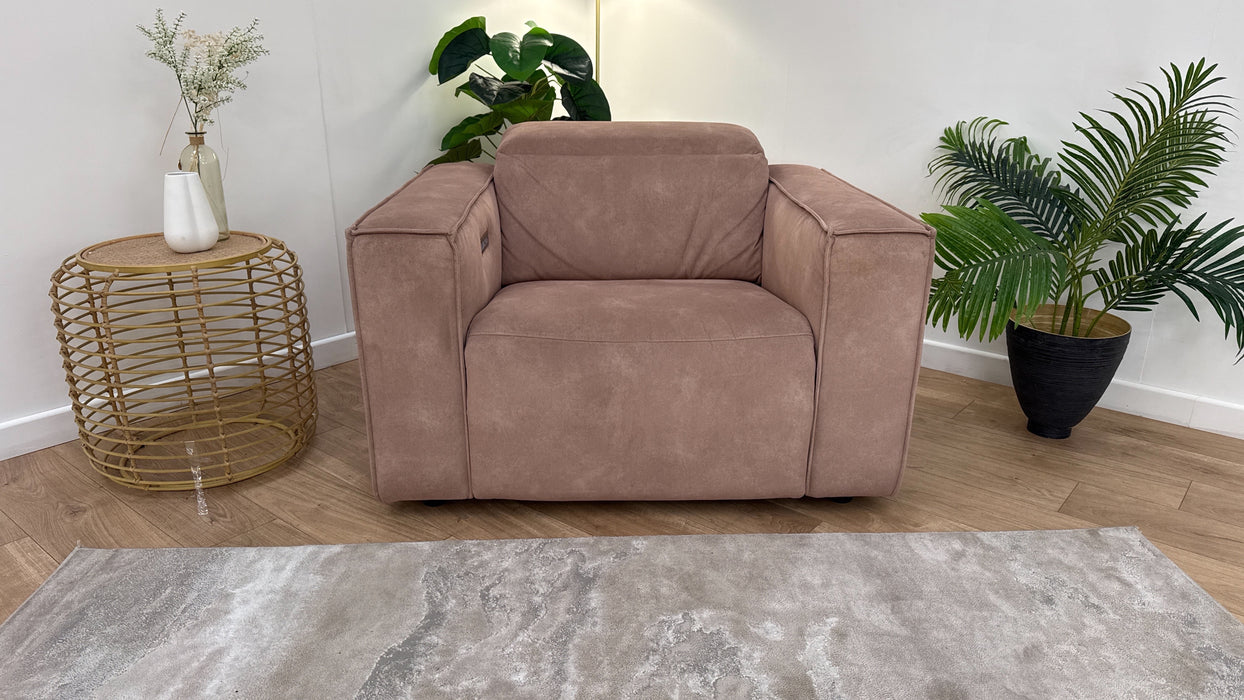 Sofology The Horizon Fabric Loveseat Power Recliner/Headrest in Lifestyle Flecked Sand