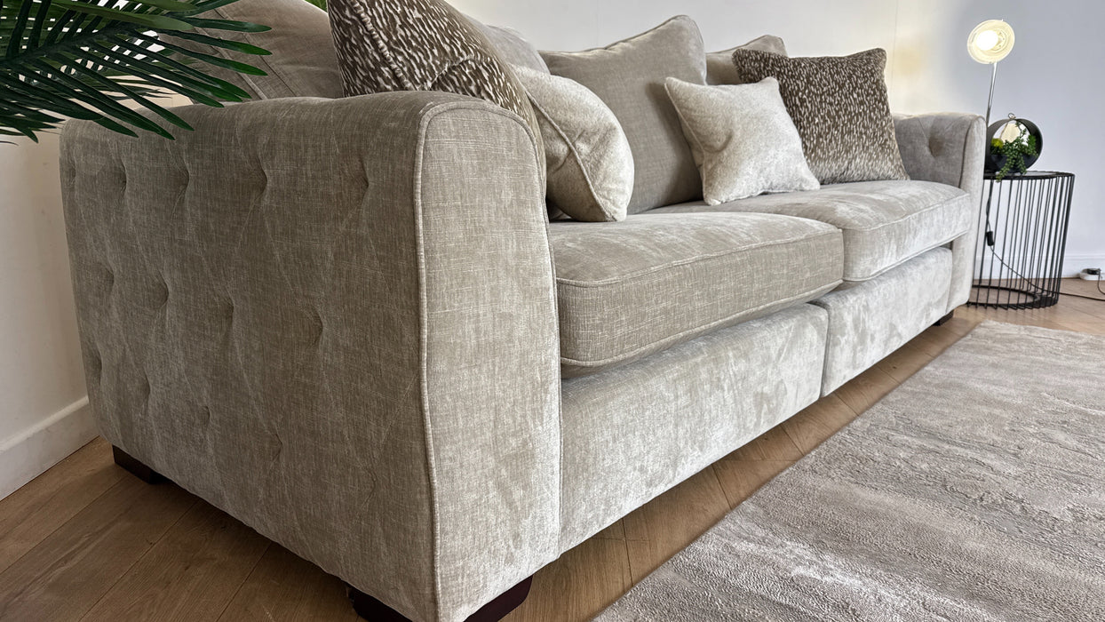 Sofology The Valentina Fabric 4 Seater Split Foam Seats Pillow Back in Luxury Chenille Linen Mix