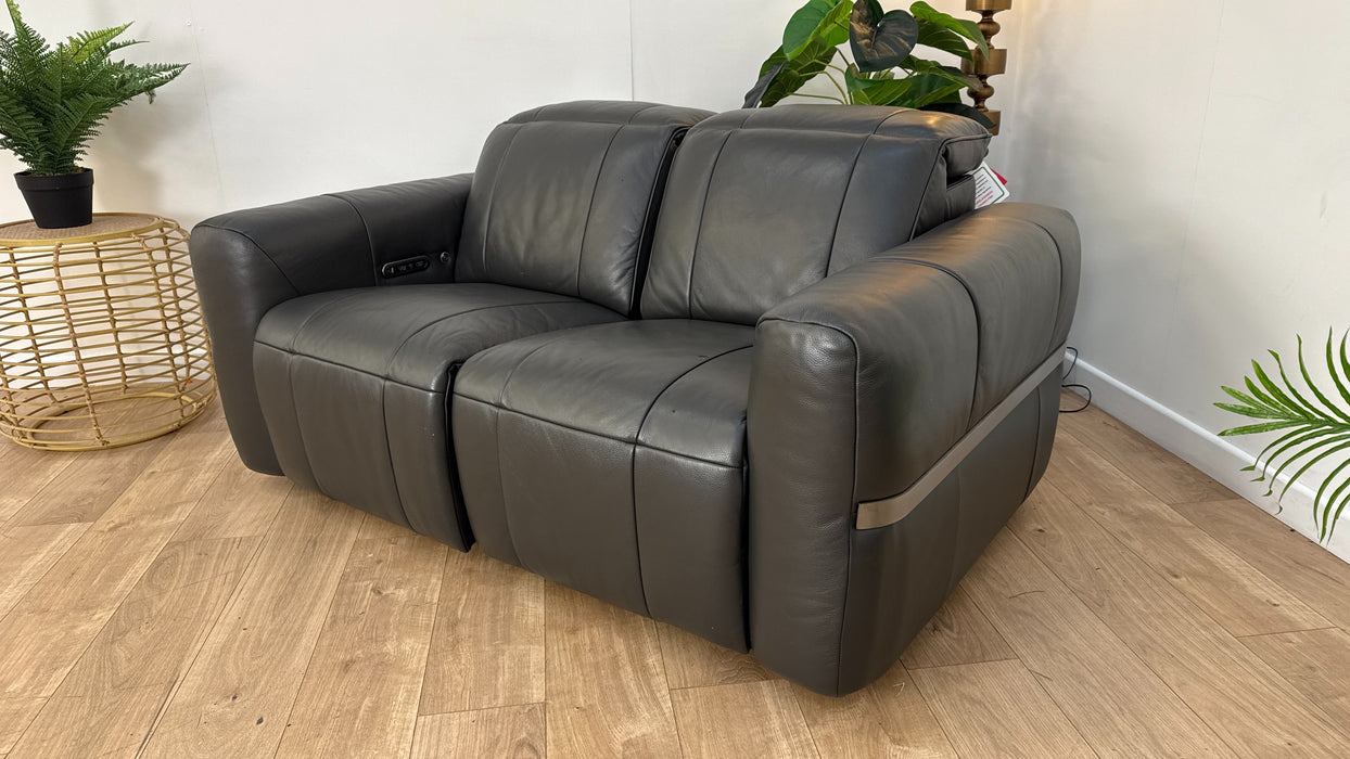 Sofology Lumiere Leather Recliner 2 Seater in Charcoal