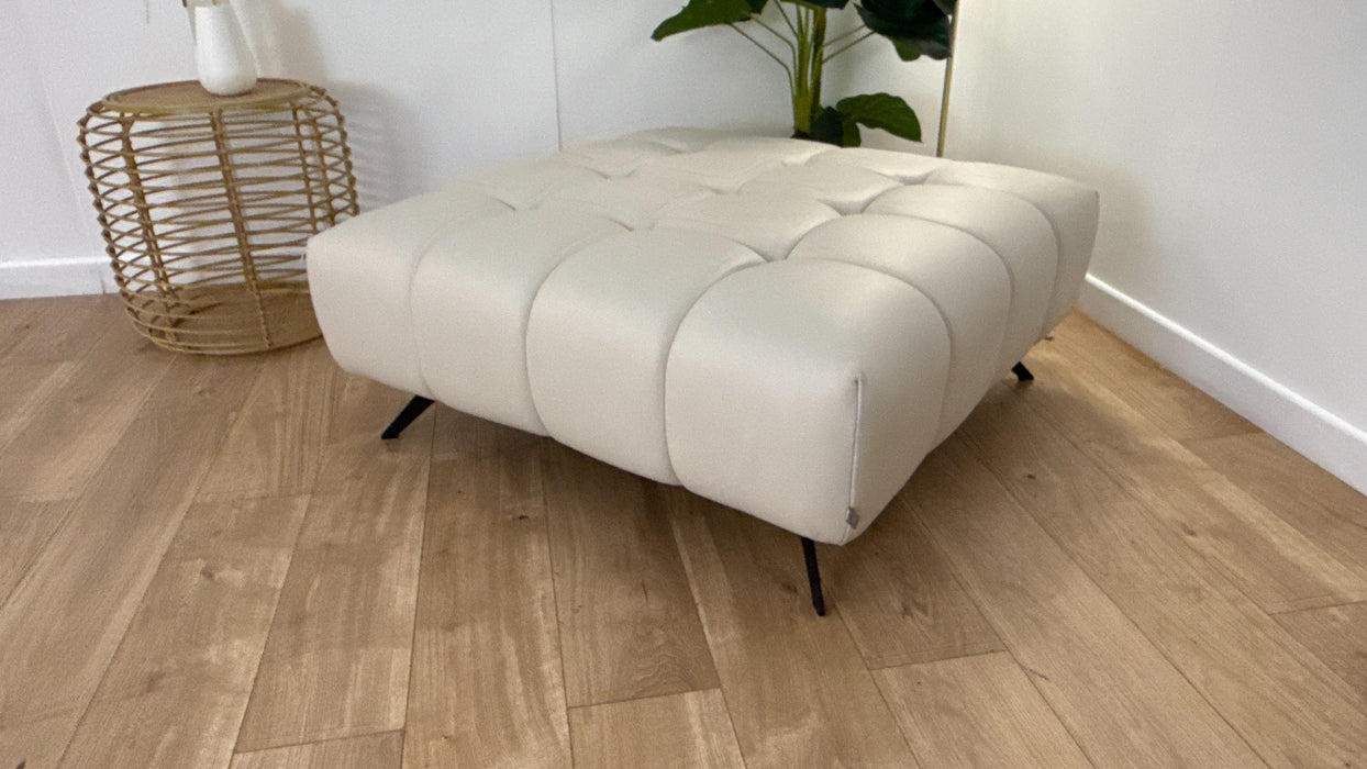 DFS The Azienda Leather Footstool in Frost