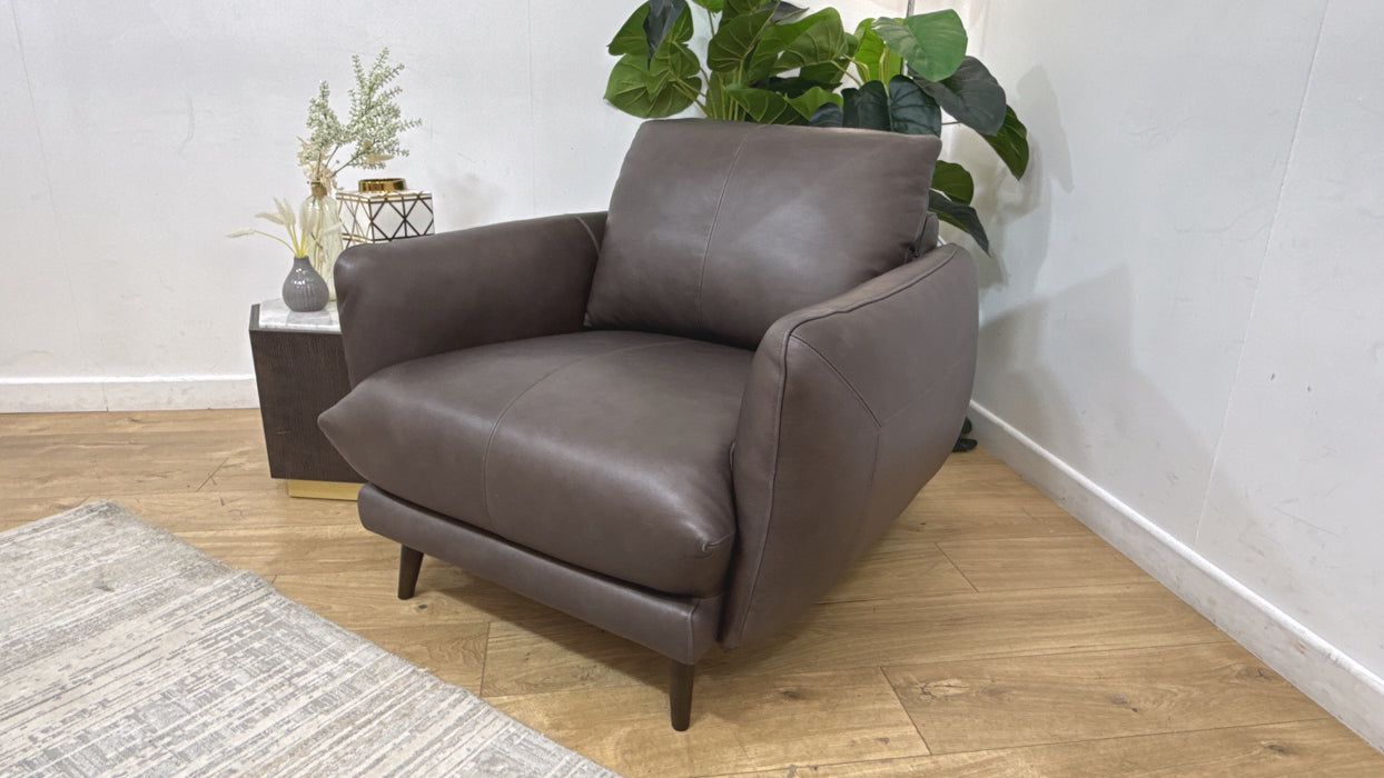 Sofology Adler Leather Chair in Relaxed Soft Black Coffee