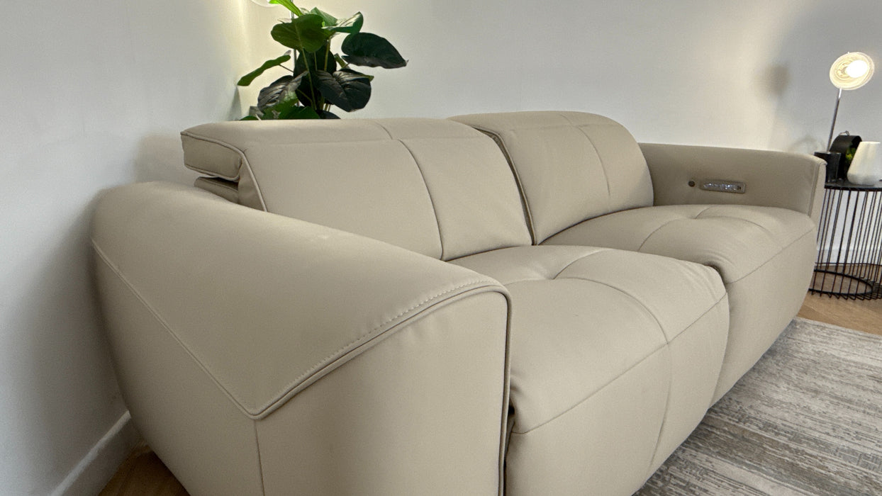 Sofology The Riviera Leather 2.5 Seater Power Recliner/Headrest Heated Seat in Trusty Super Matt Stone