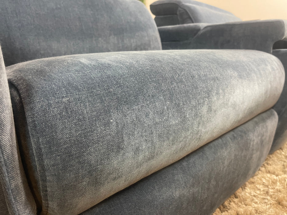 Plaza Fabric 2.5 Seater Relaxed Chenille Denim Power Recliner Power Headrest & Smart Console (WA2)