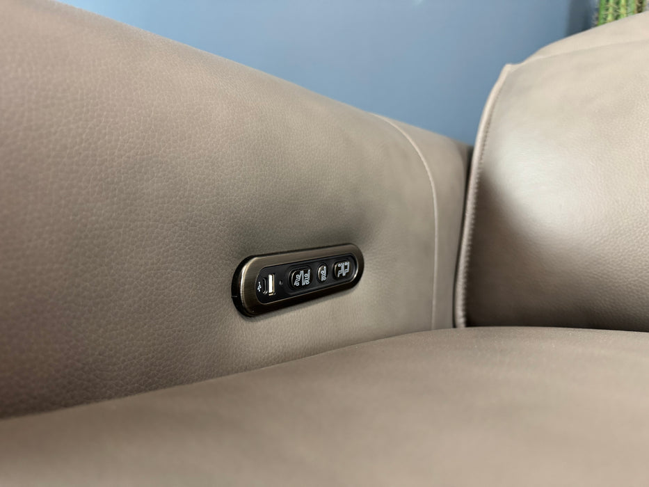 Premiere Leather 2.5 Seater - Trusty Embossed Leather Grey - Power Headrest Power Recliner (WA2)