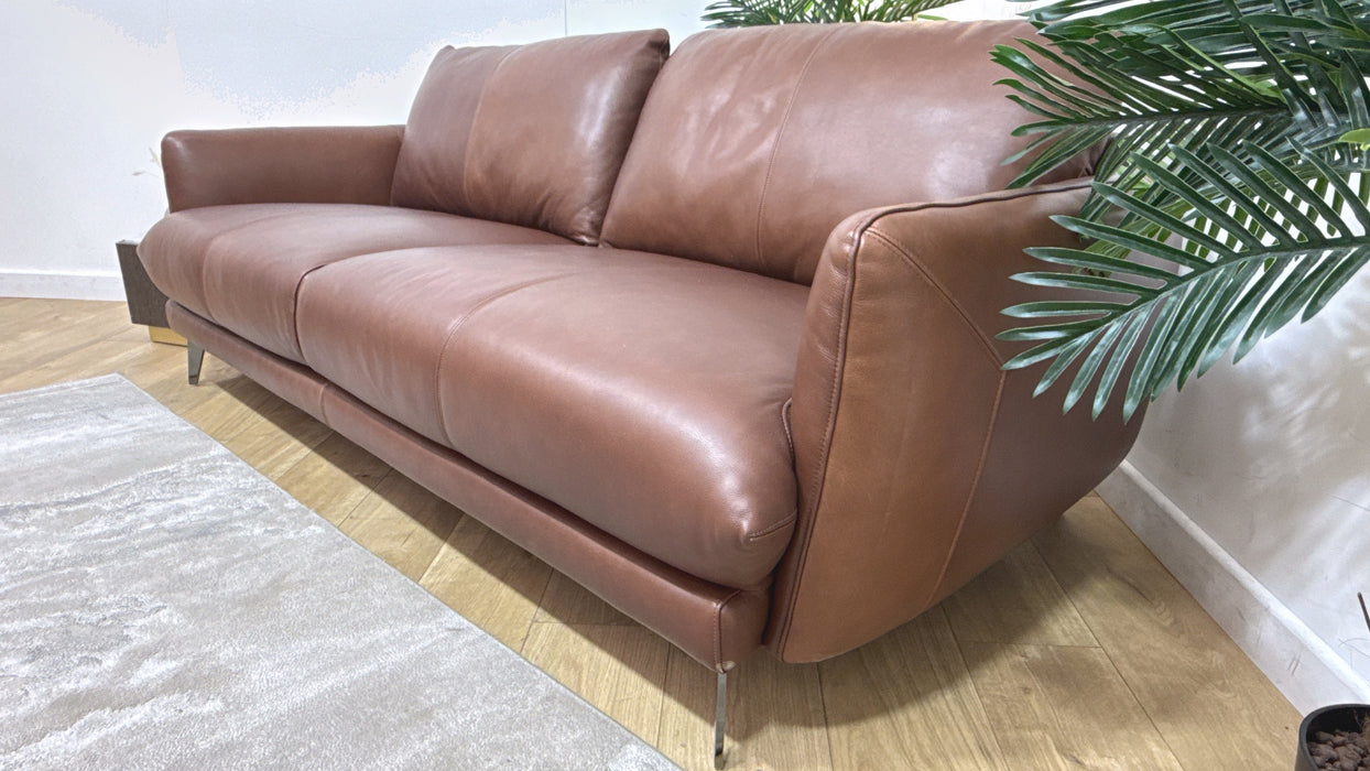 Sofology Adler Leather 3 Seater in Relaxed Soft Brown