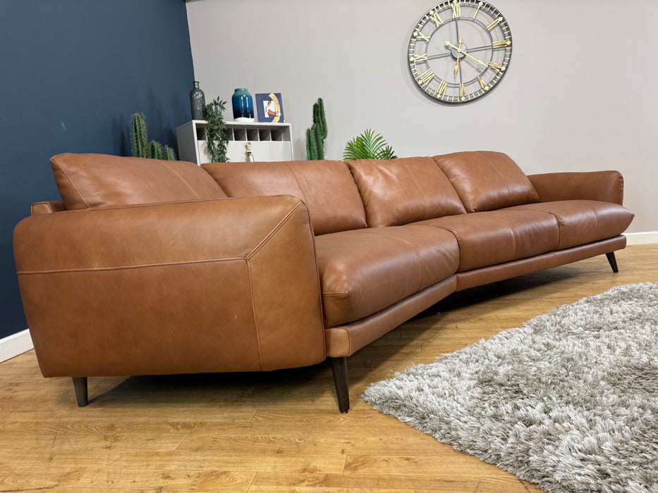 Adler Asymmetric Leather 4 Seater - Relaxed Soft Tan (WA2)