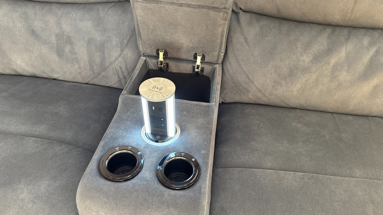 Sofology Renato 2.5 Fabric Seater Console Power Recliner in Lifestyle Flecked Charcoal