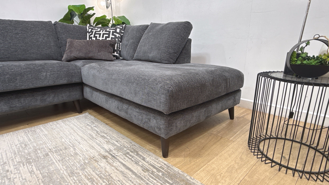 Sofology Mayfair Fabric 3 Corner 1 Chaise in Linen Look Chenille Charcoal/Anthracite Mix