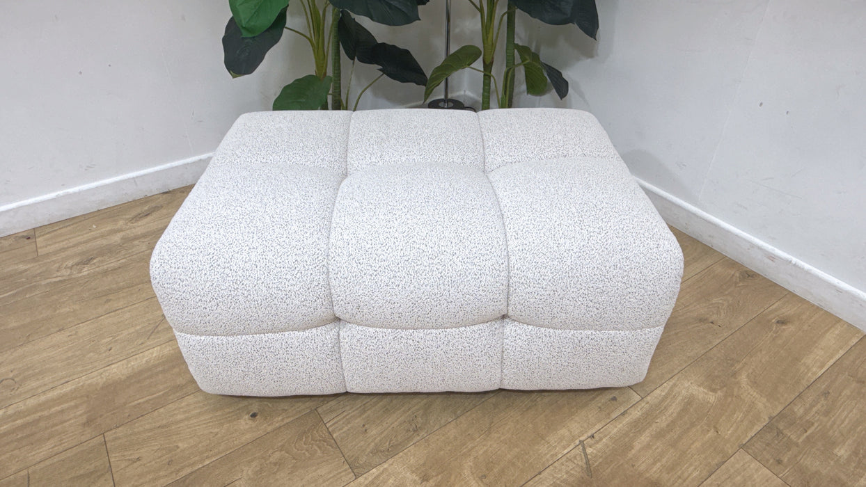 Sofology Lunar Fabric Designer Storage Footstool in Woven Boucle Moonstone