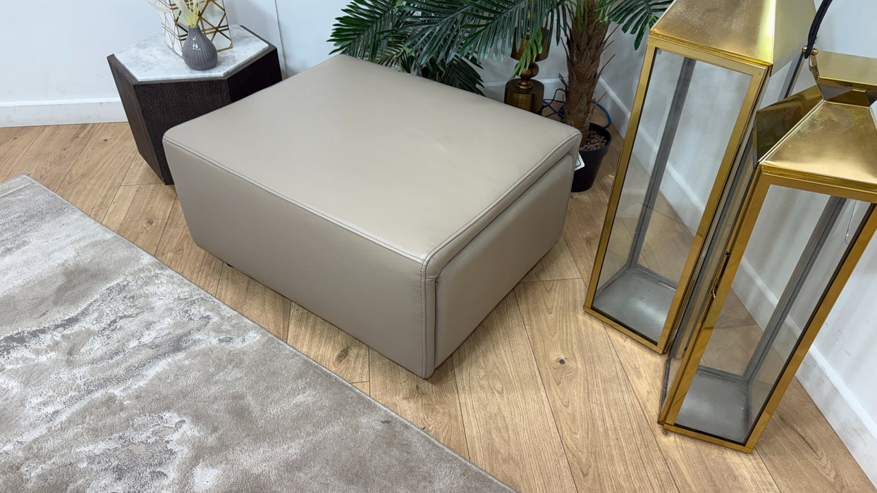 Sofology Premiere Leather Designer Footstool in Trusty Embossed Stone
