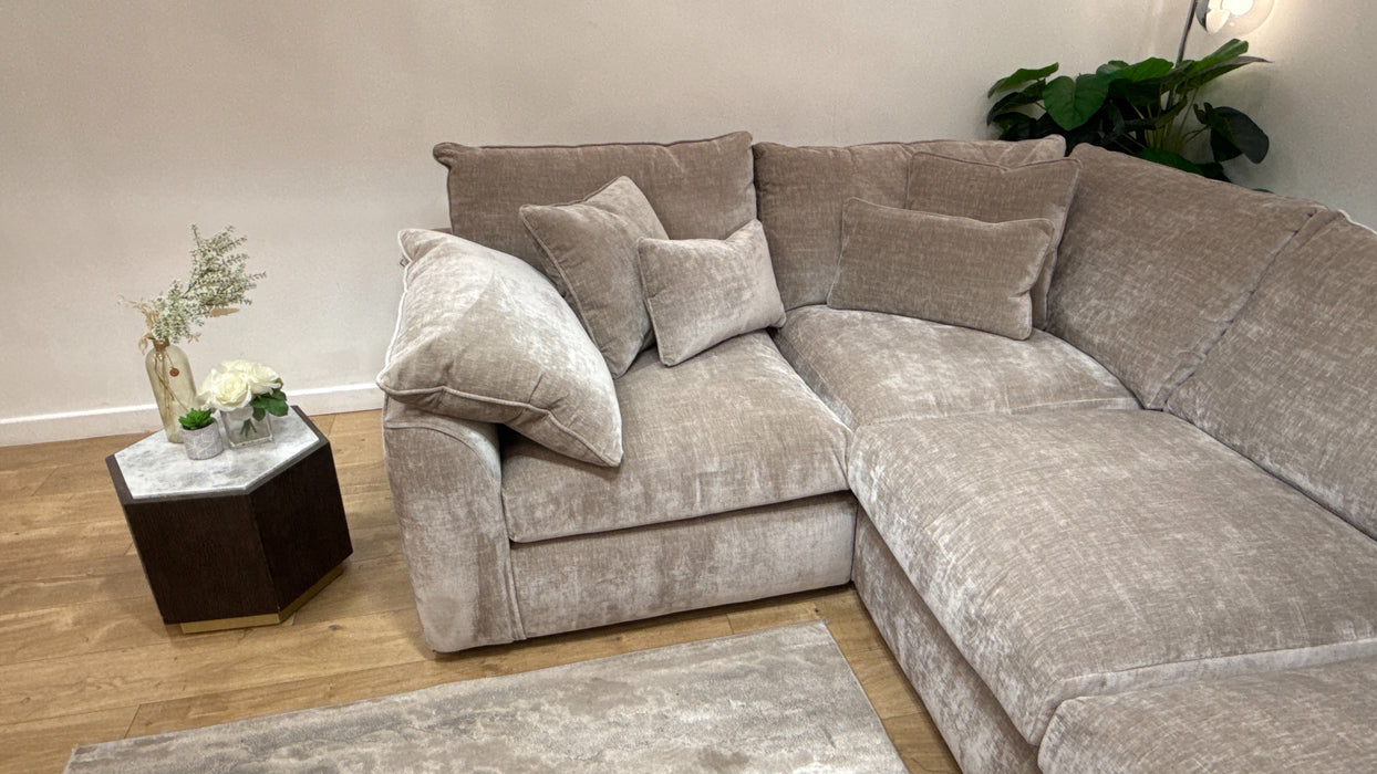 Sofology Georgio Fabric 1 Corner 3 Extra Flex Seats in Luxe Chenille Stone
