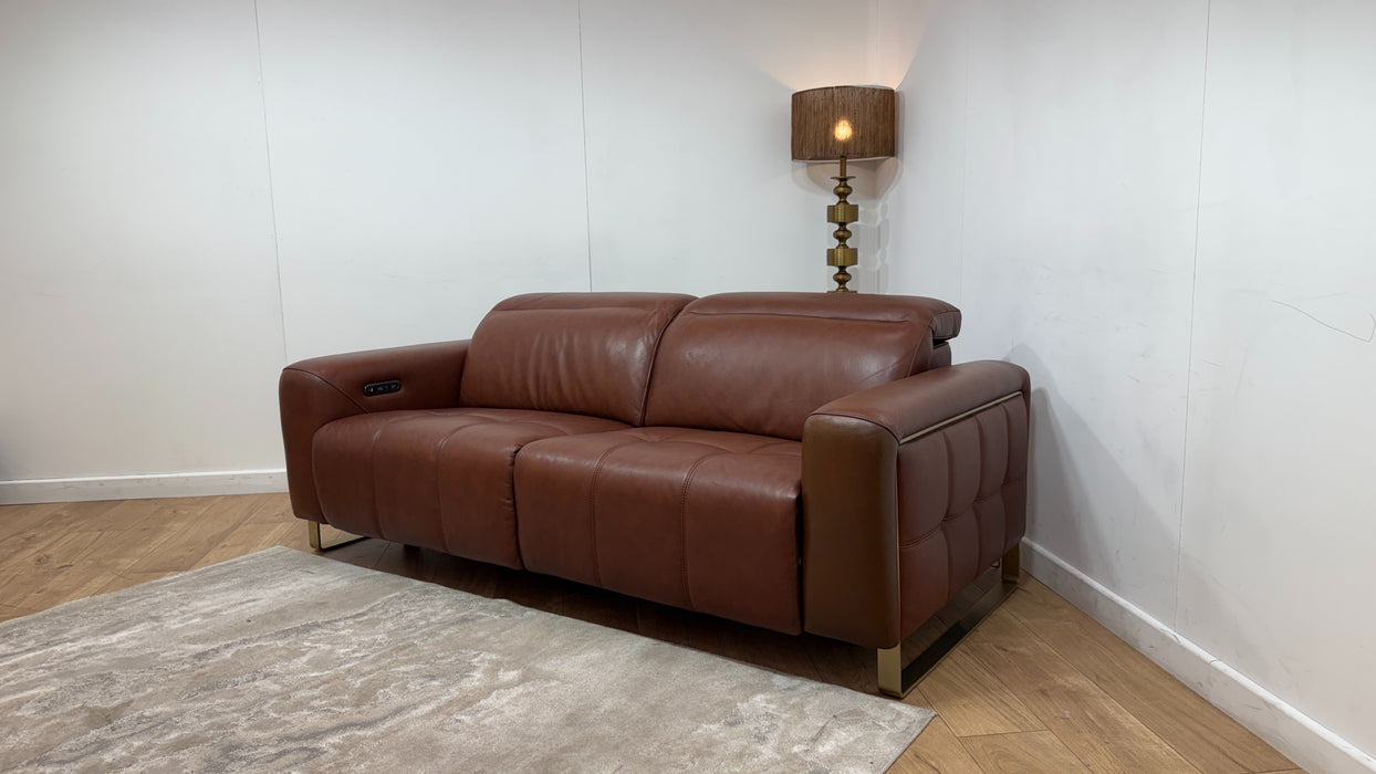Sofology Marvella Leather 2.5 Seater Power Recliner/Headrest in Trusty Sheen Butterscotch