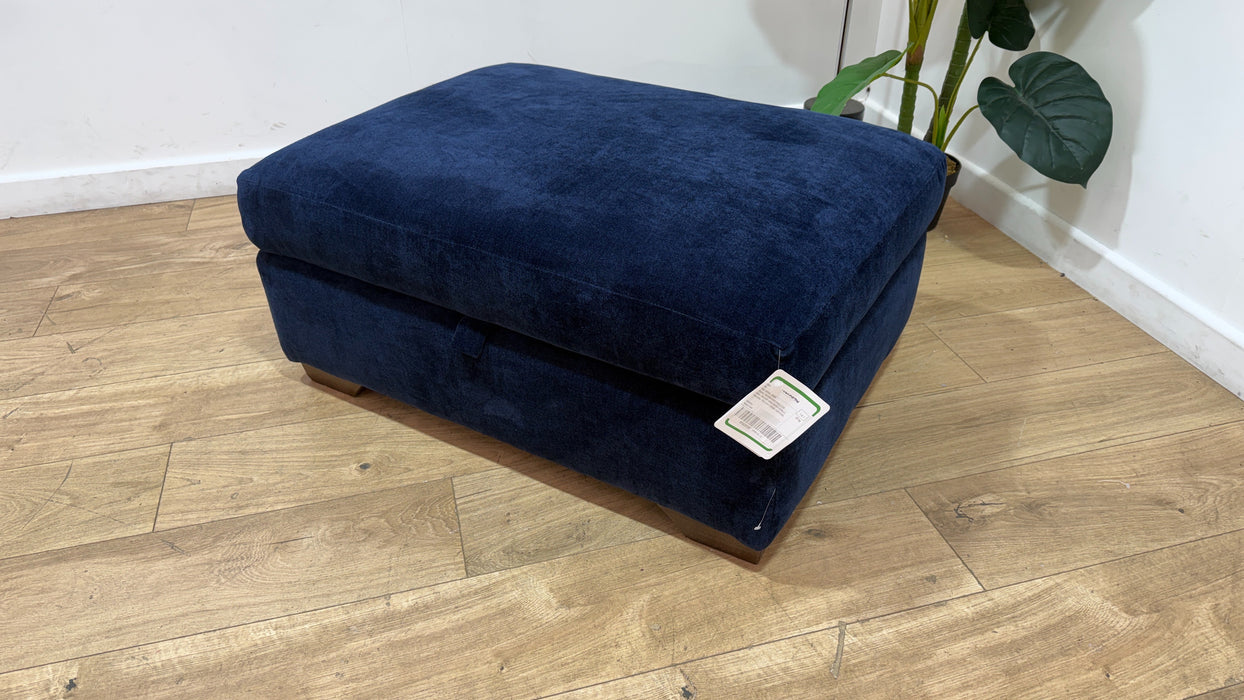 Sofology Tallulah Fabric Storage Footstool in Basketweave Chenille Navy