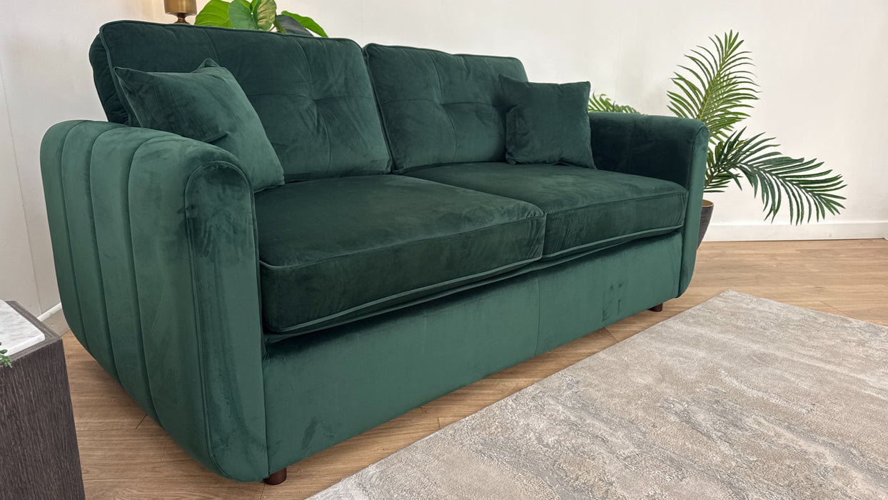 Sofology Islington Fabric 3 Seater Hypnos Deluxe Sofa Bed in Sleek Green