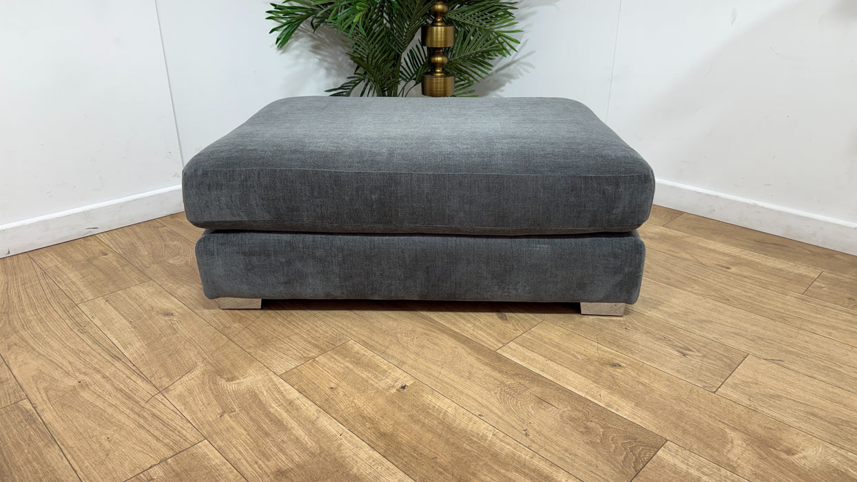 Sofology Majestica Fabric Combi Footstool in Luxe Chenille Pewter