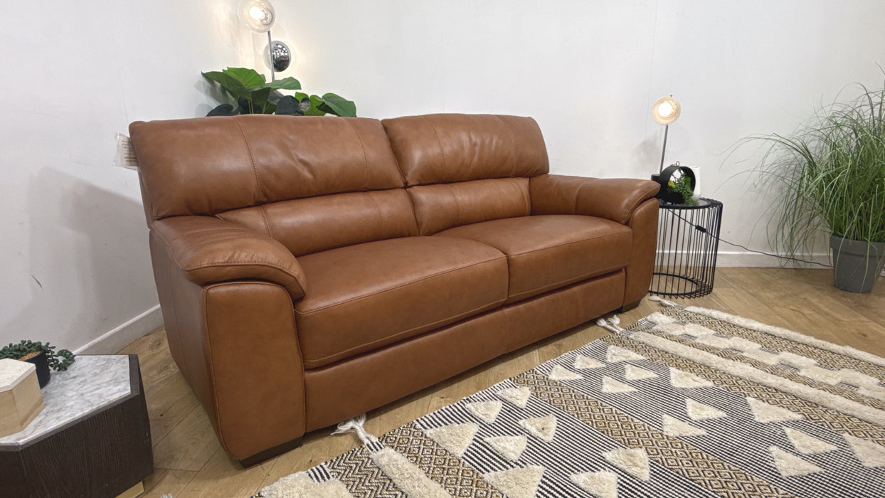 Sofology Santina Leather 3 Seater in Relaxed Soft Tan