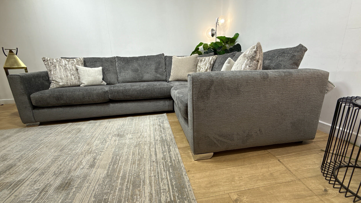 Sofology Majestica Fabric 3 Corner 1 in Teddy Chenille Grey Mix