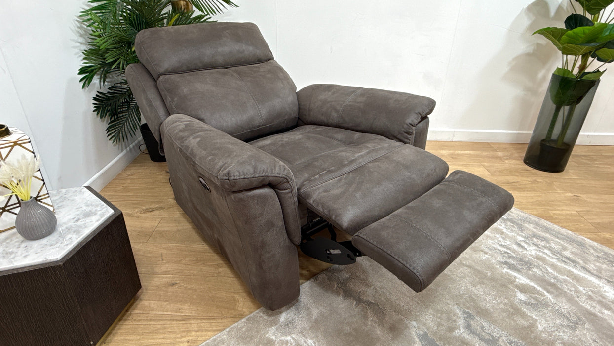 DFS Ivalee Fabric Chair Power Recliner in Pepper