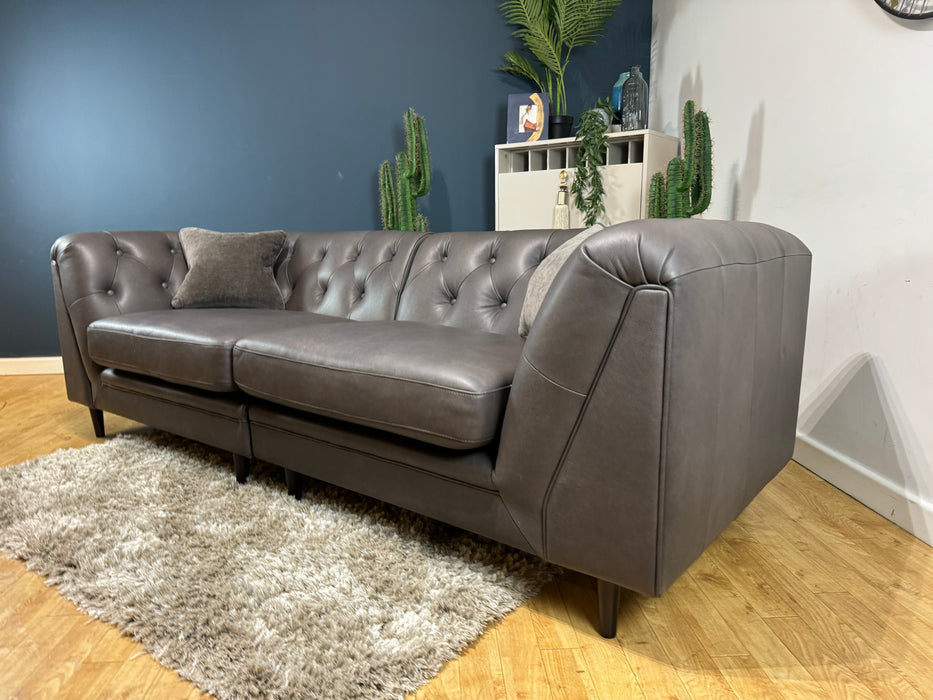 Bridgerton 4 Seater Split Sofa Natural Grain Espresso Leather Mix (WA2)