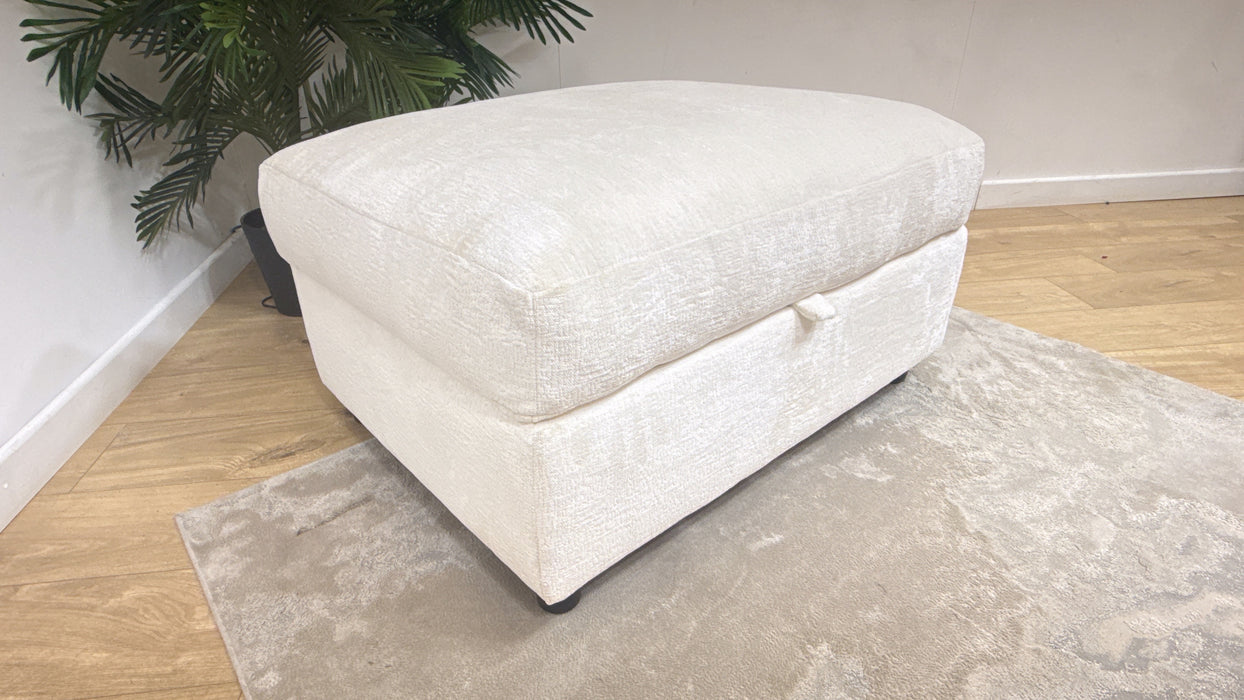 Sofology Bellagio Fabric Storage Feather Flex Footstool in Chunky Luxe Chenille Snow