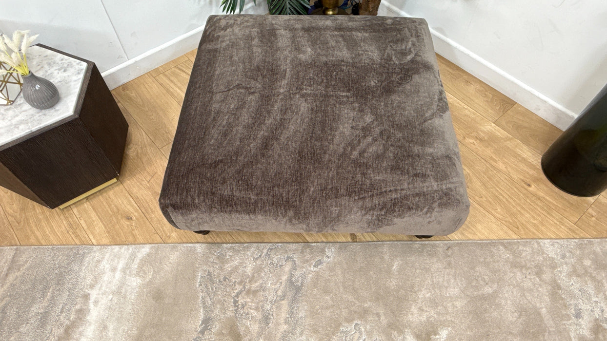 Sofology Highgrove Fabric Designer Footstool in Luxury Deep Pile Chenille Mole