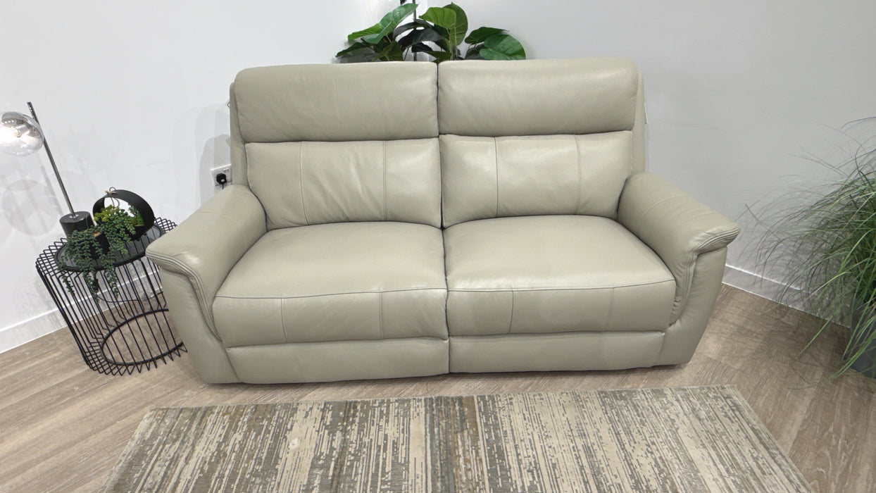 Sofology Bradie Leather 2.5 Seater Power Recliner in Trusty Embossed Light Grey