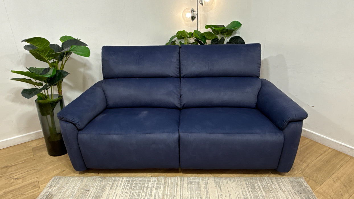 Sofology Ripley Fabric 2.5 Seater Power Recliner/Headrest Lumbar Support in Lifestyle Flecked Navy