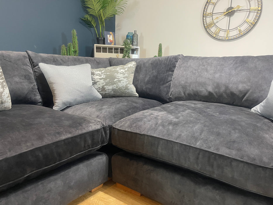 Emperor 1.5 Corner 3 Seater Full Back Lucerne Charcoal Mix Fabric (WA2)