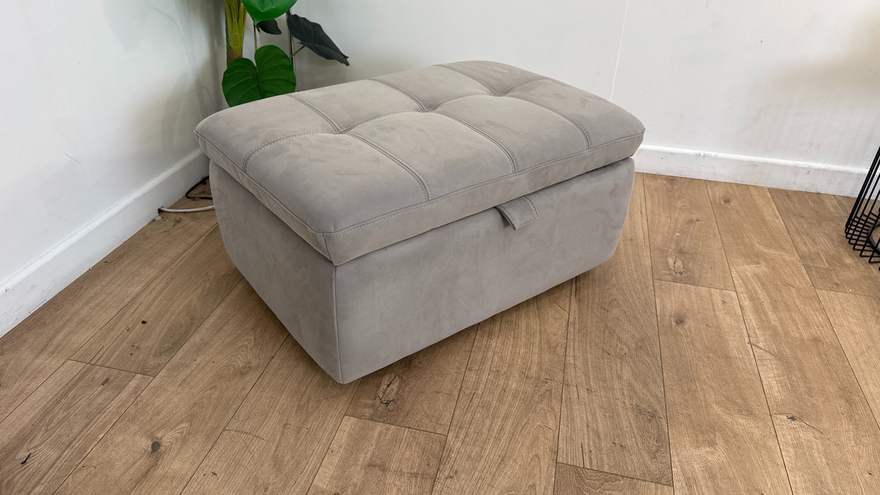 Sofology The Ripley Fabric Footstool in Lifestyle Nubuck Feel Light Grey