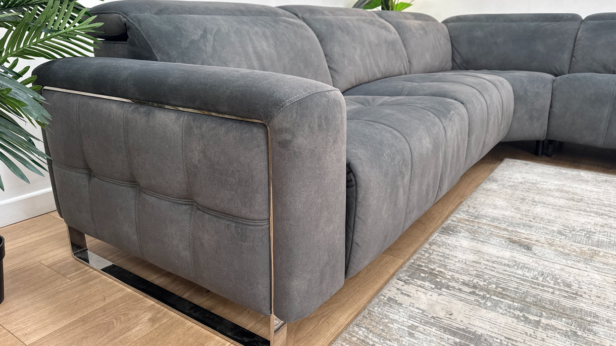 Sofology Marvella Fabric 3 Corner 1.5 Power Recliner/Headrest Heated Seat in Lifestyle Flecked Mineral Green