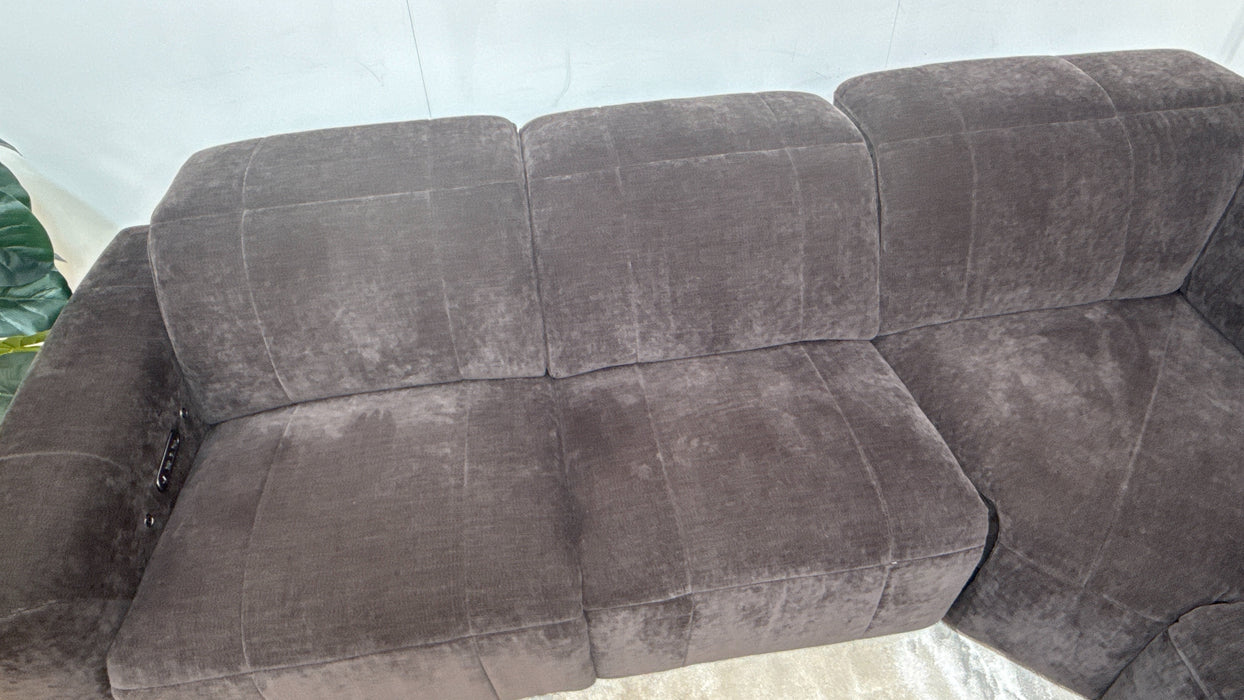 Sofology Lumiere Fabric 3 Corner 1.5 Power Recliner/Headrest Heated Seats in Relaxed Chenille Raisin